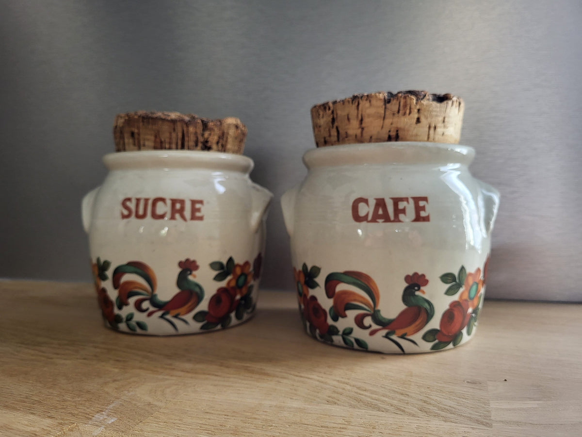 Pots café sucre en grès vintage