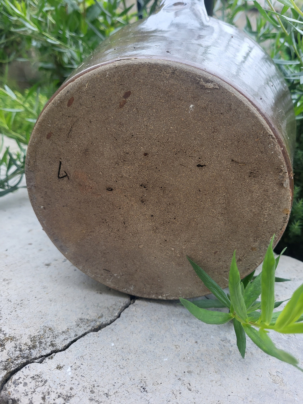 Pichet grès vintage vernissé marron