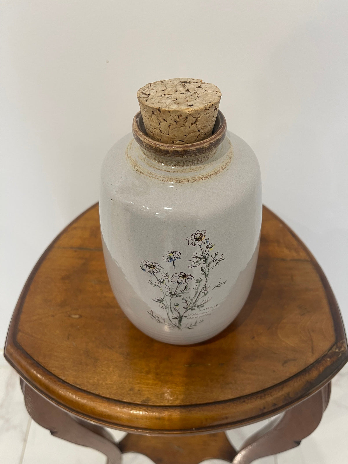 Ancienne bouteille grès gris flacon avec bouchon en liège