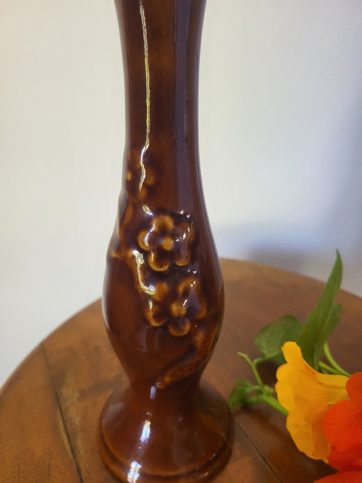Soliflore céramique marron vintage