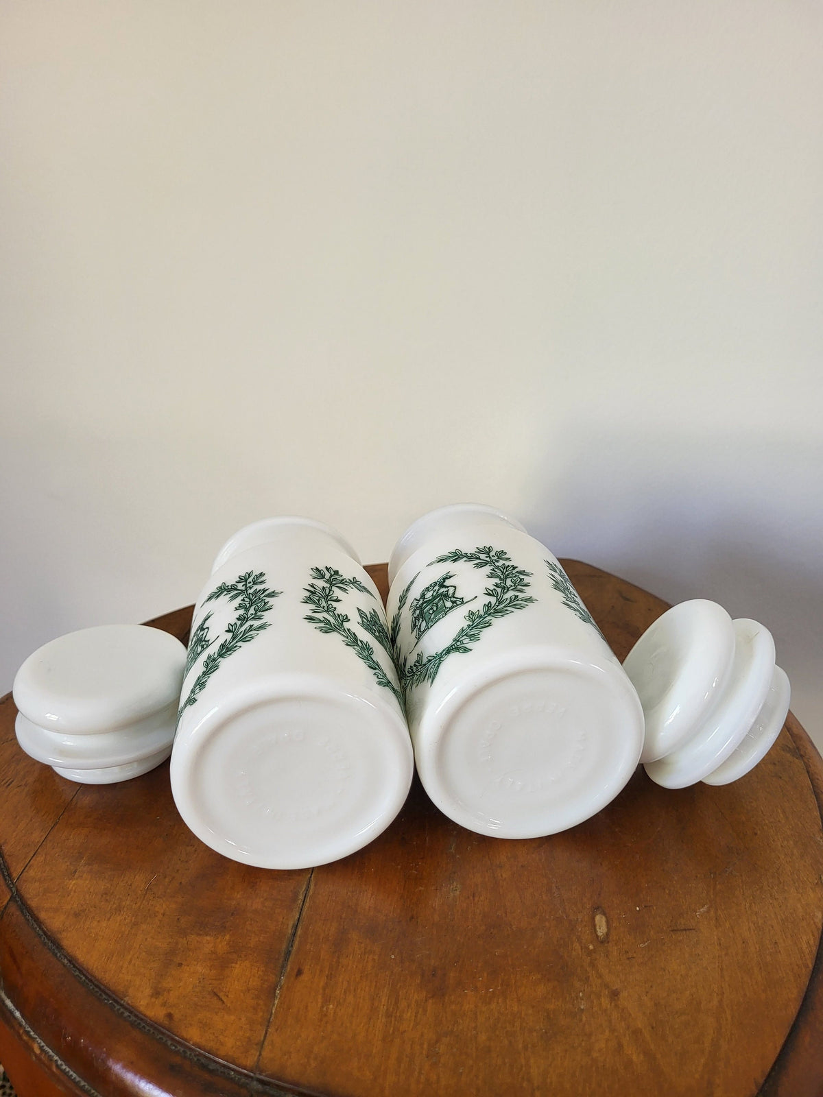 Flacons apothicaire opaline pot avec couvercle vintage