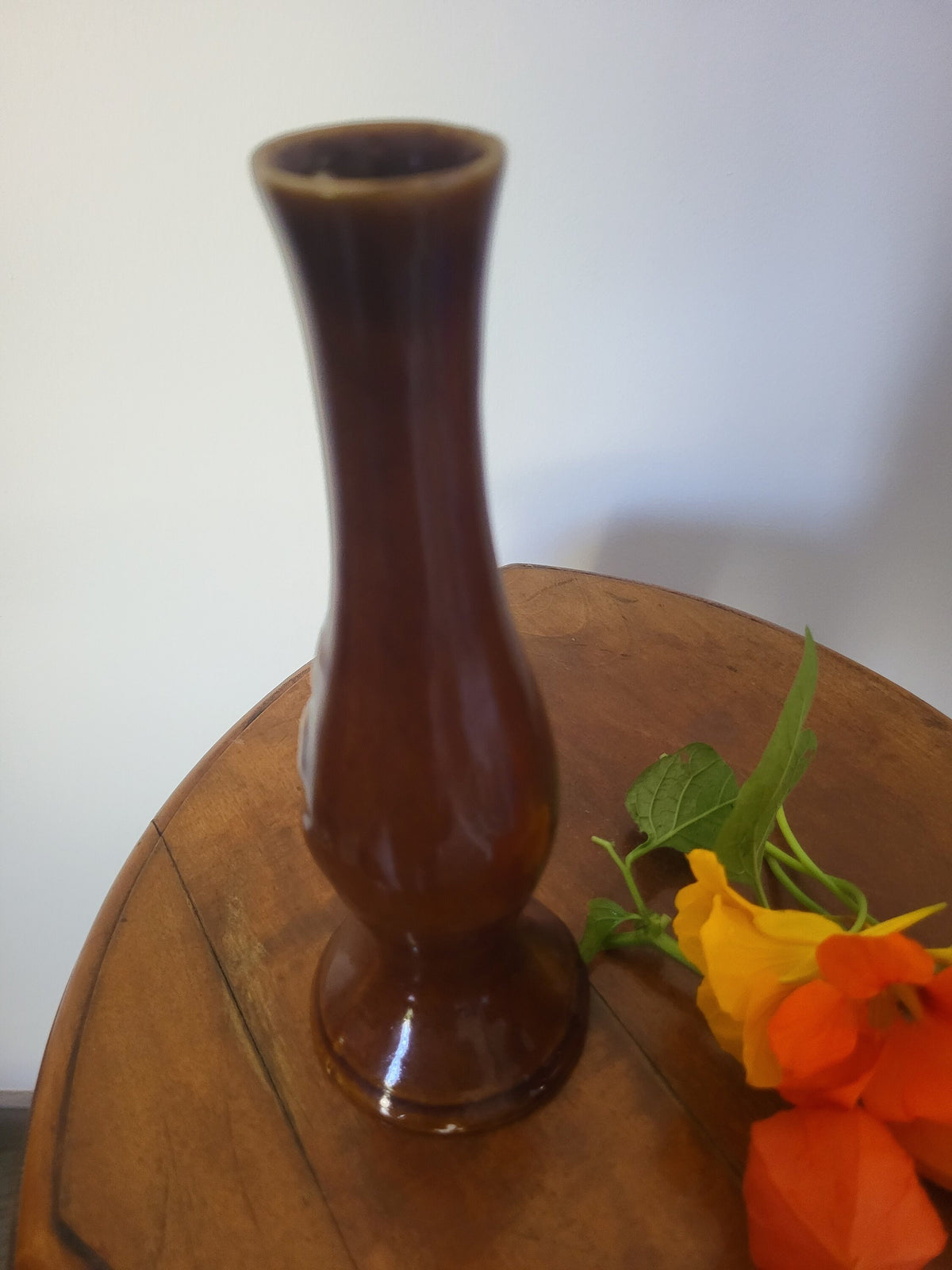 Soliflore céramique marron vintage