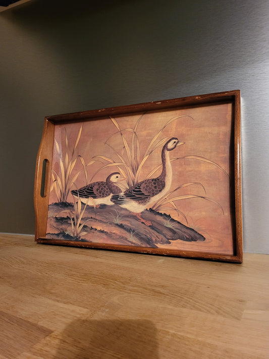 Plateau vintage bois canards