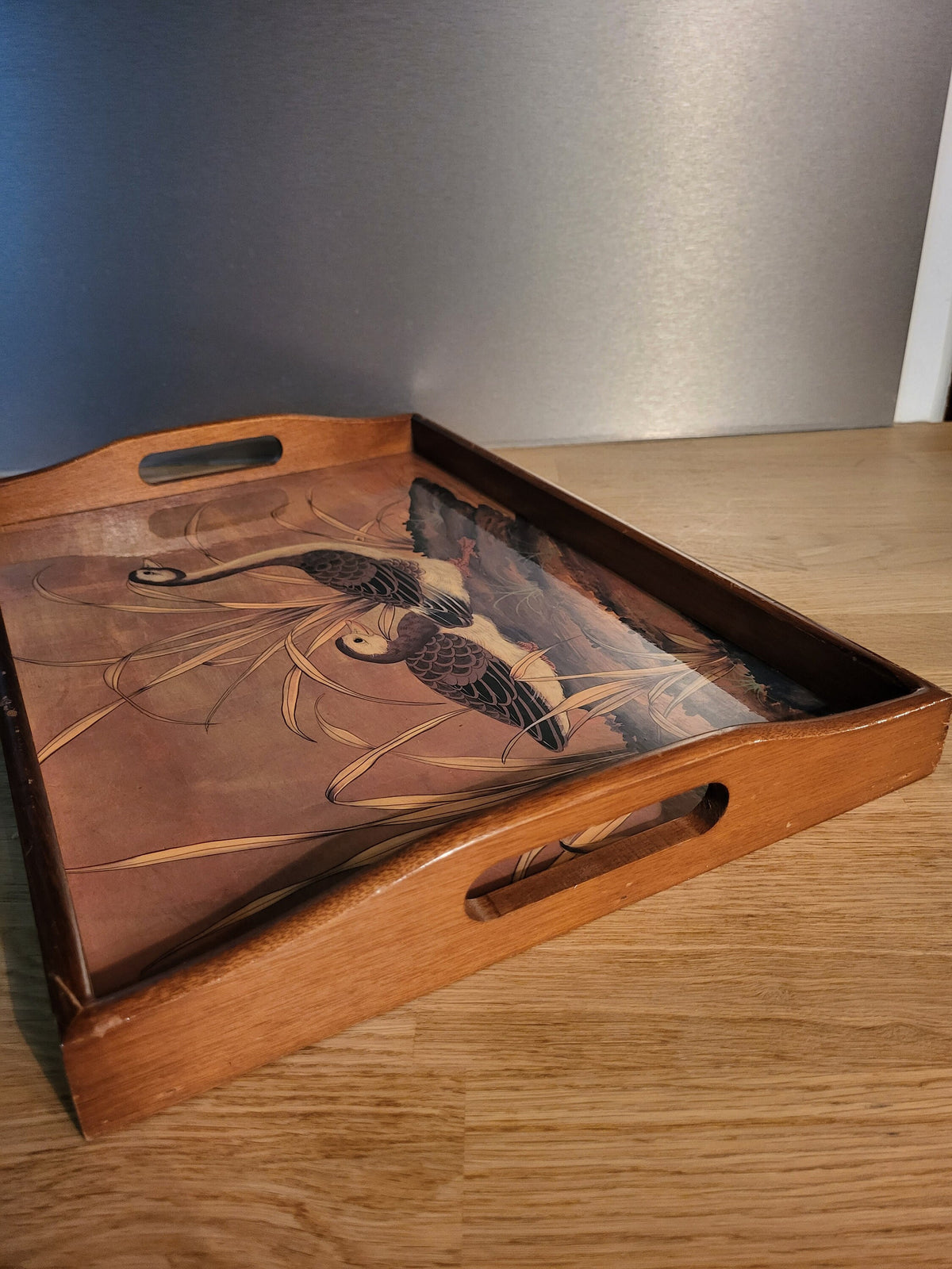 Plateau vintage bois canards