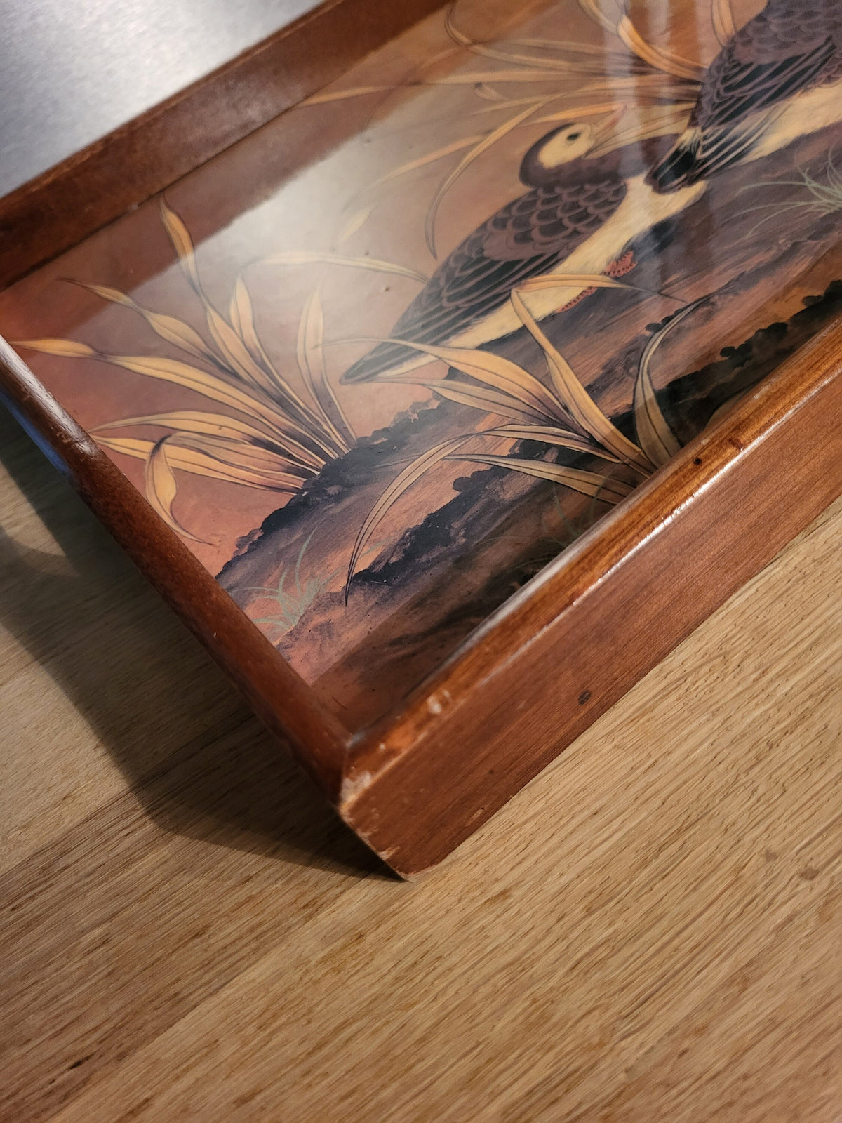 Plateau vintage bois canards