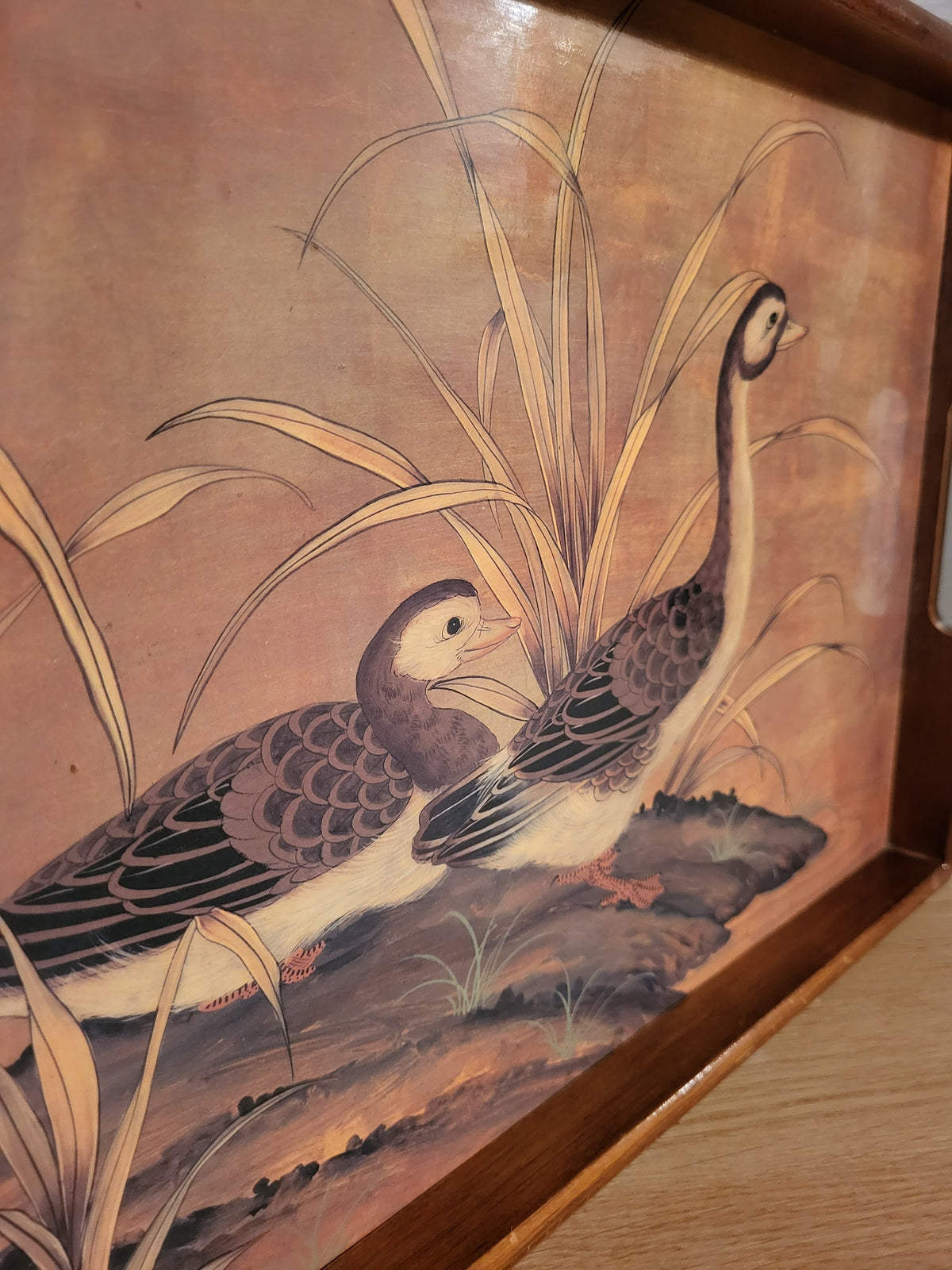 Plateau vintage bois canards