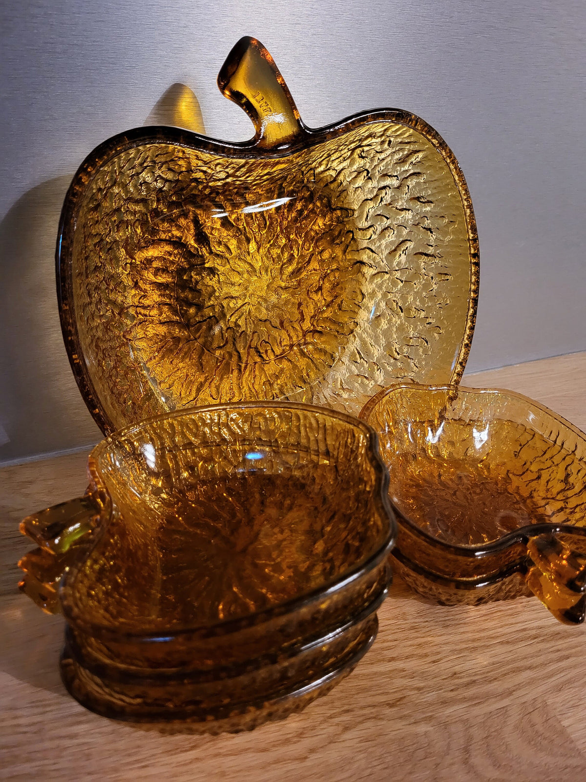 Coupelles verre ambrée pomme