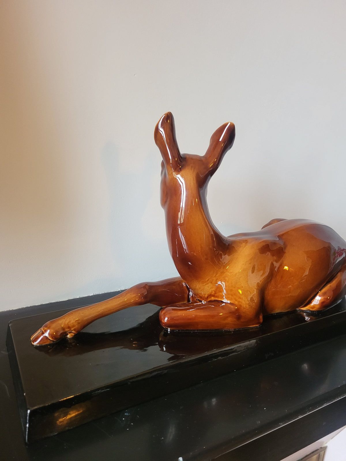 Sculpture biche vintage en céramique grande taille