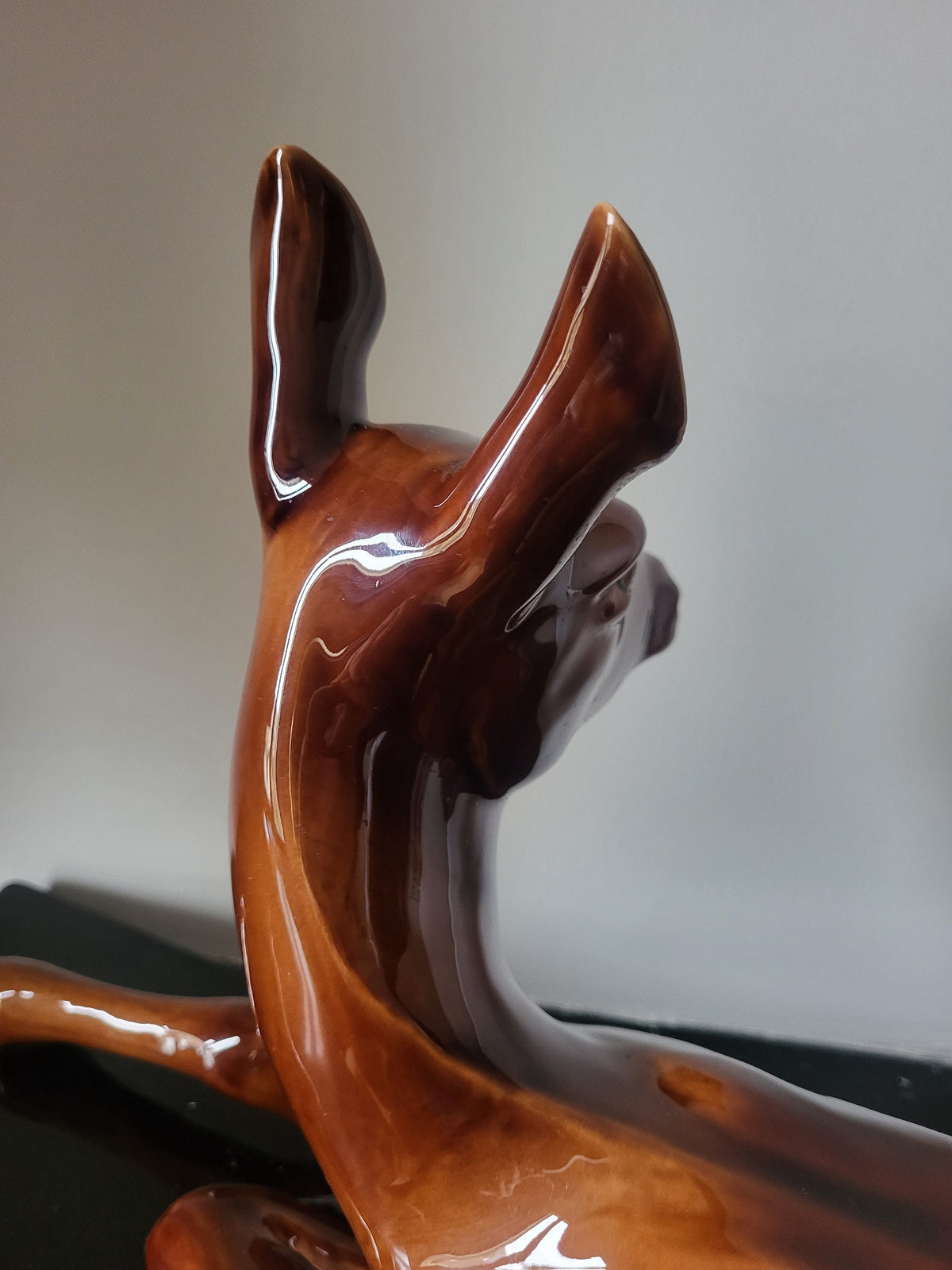 Sculpture biche vintage en céramique grande taille