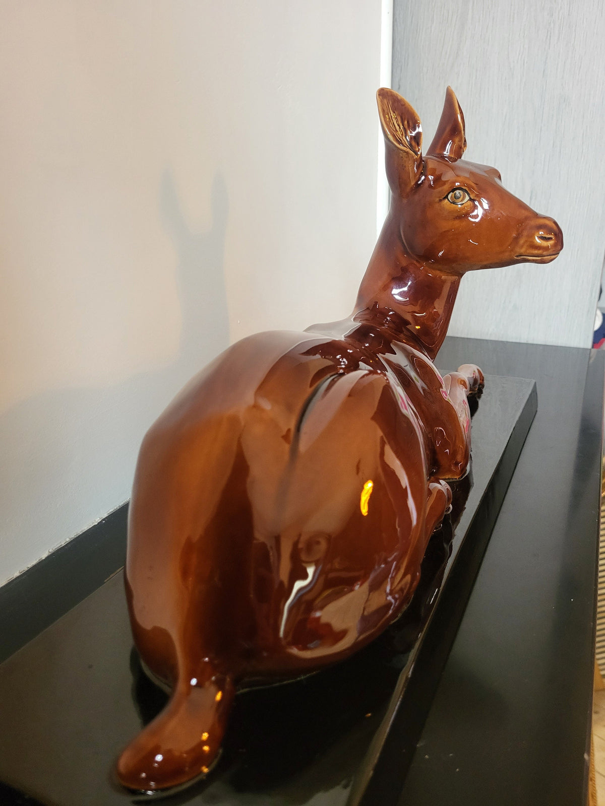 Sculpture biche vintage en céramique grande taille