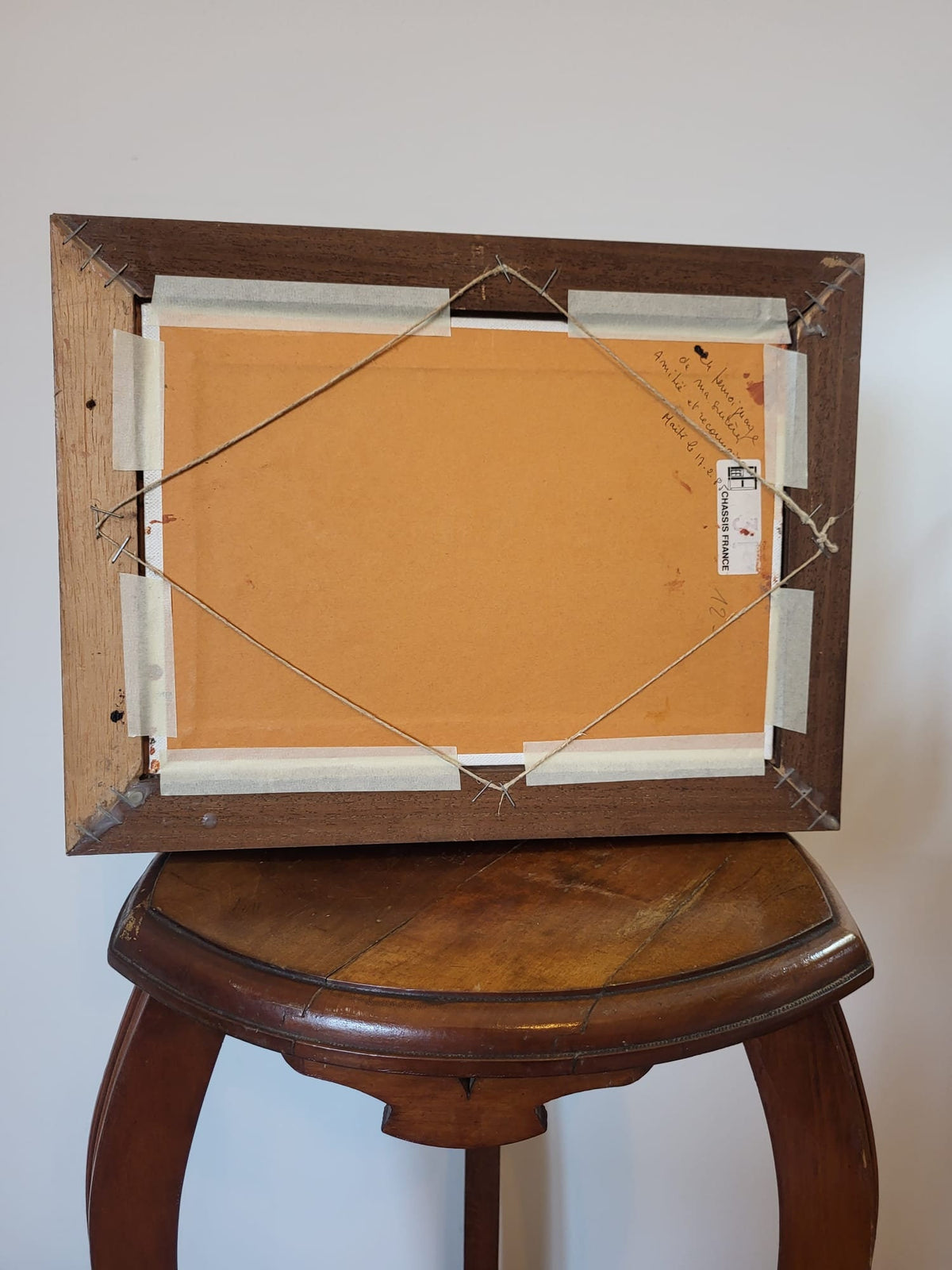 Tableau peinture huile sur toile cadre bois vintage