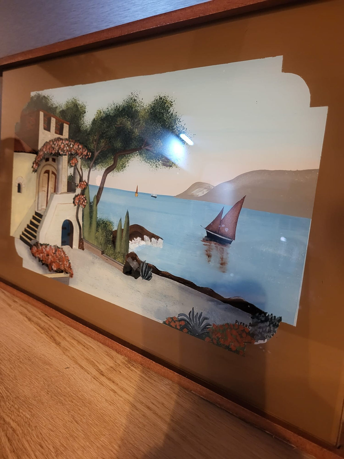 Plateau vintage bois paysage
