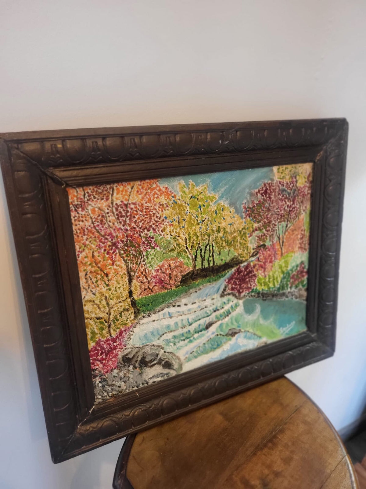 Tableau peinture paysage forêt ancien