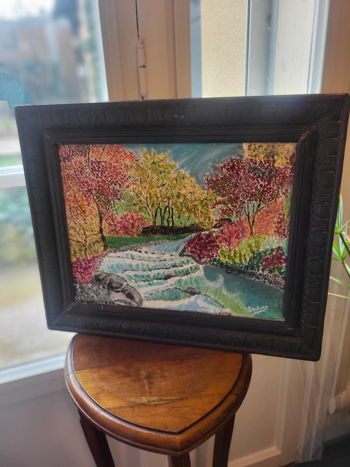 Tableau peinture paysage forêt ancien