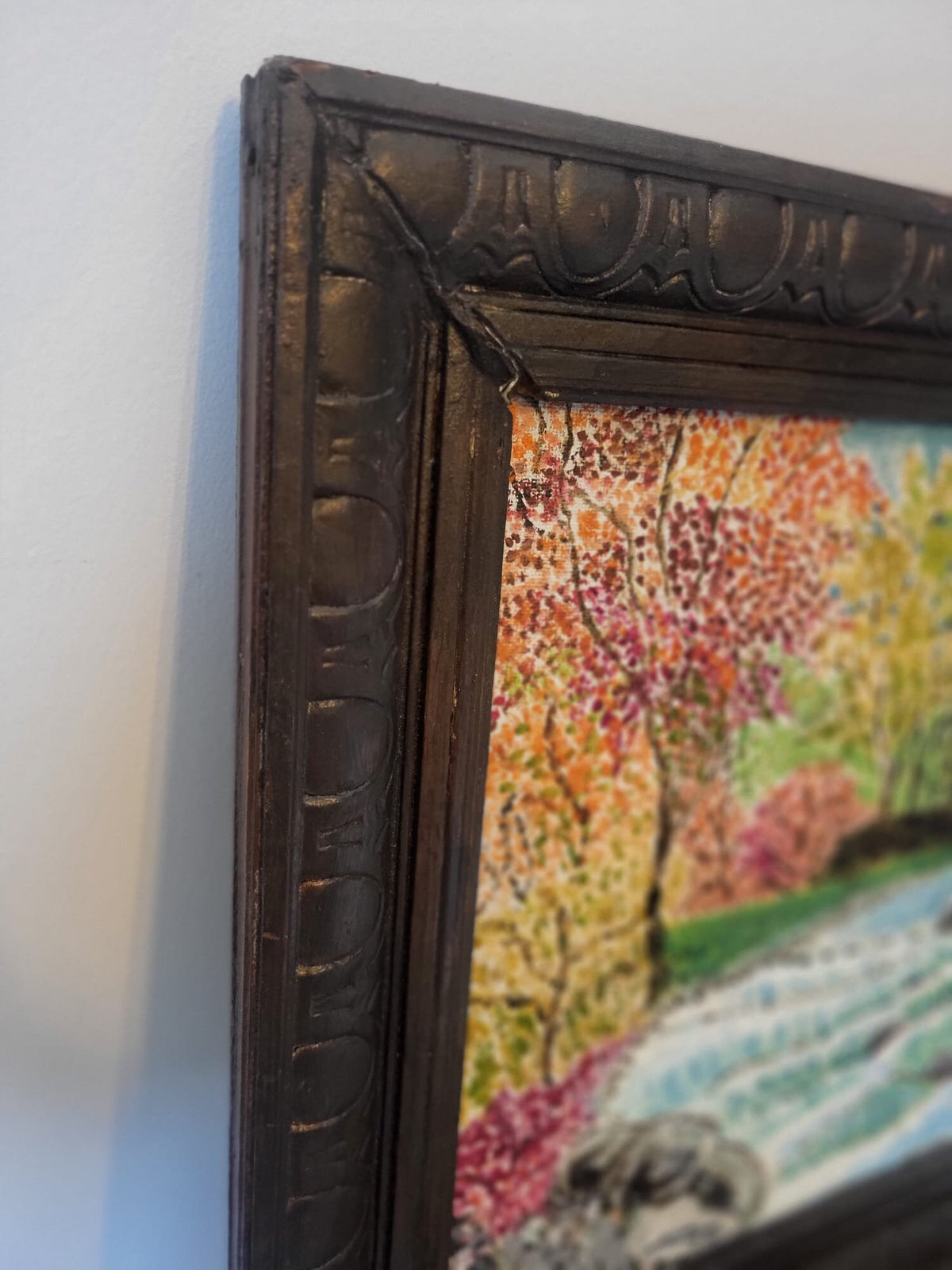 Tableau peinture paysage forêt ancien