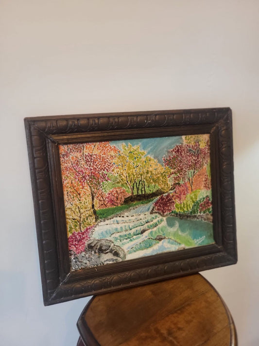 Tableau peinture paysage forêt ancien
