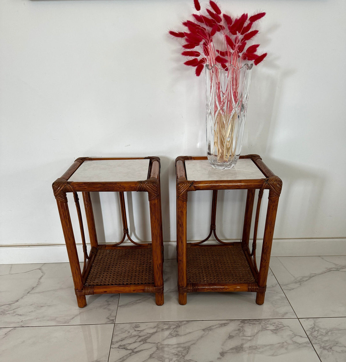 Consoles cannage rotin vintage