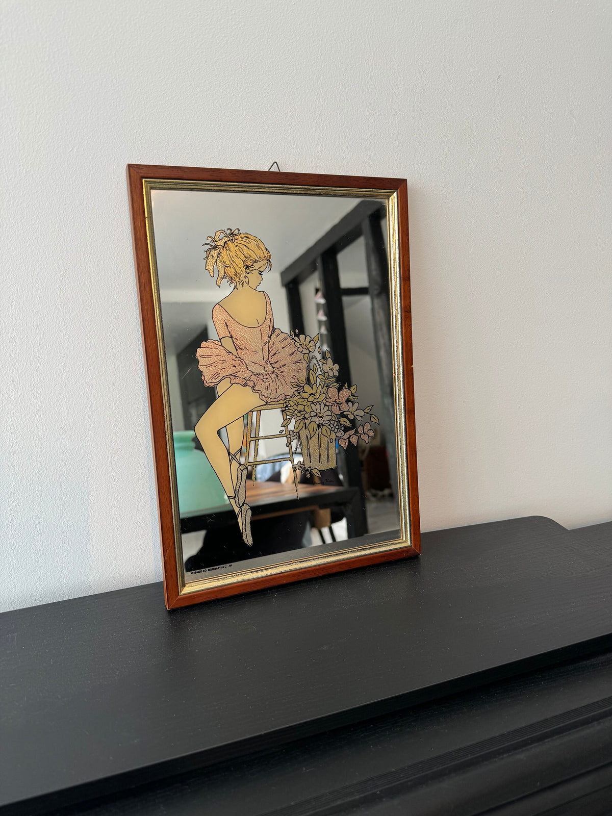Miroir cadre sérigraphie vintage Wendy Rose