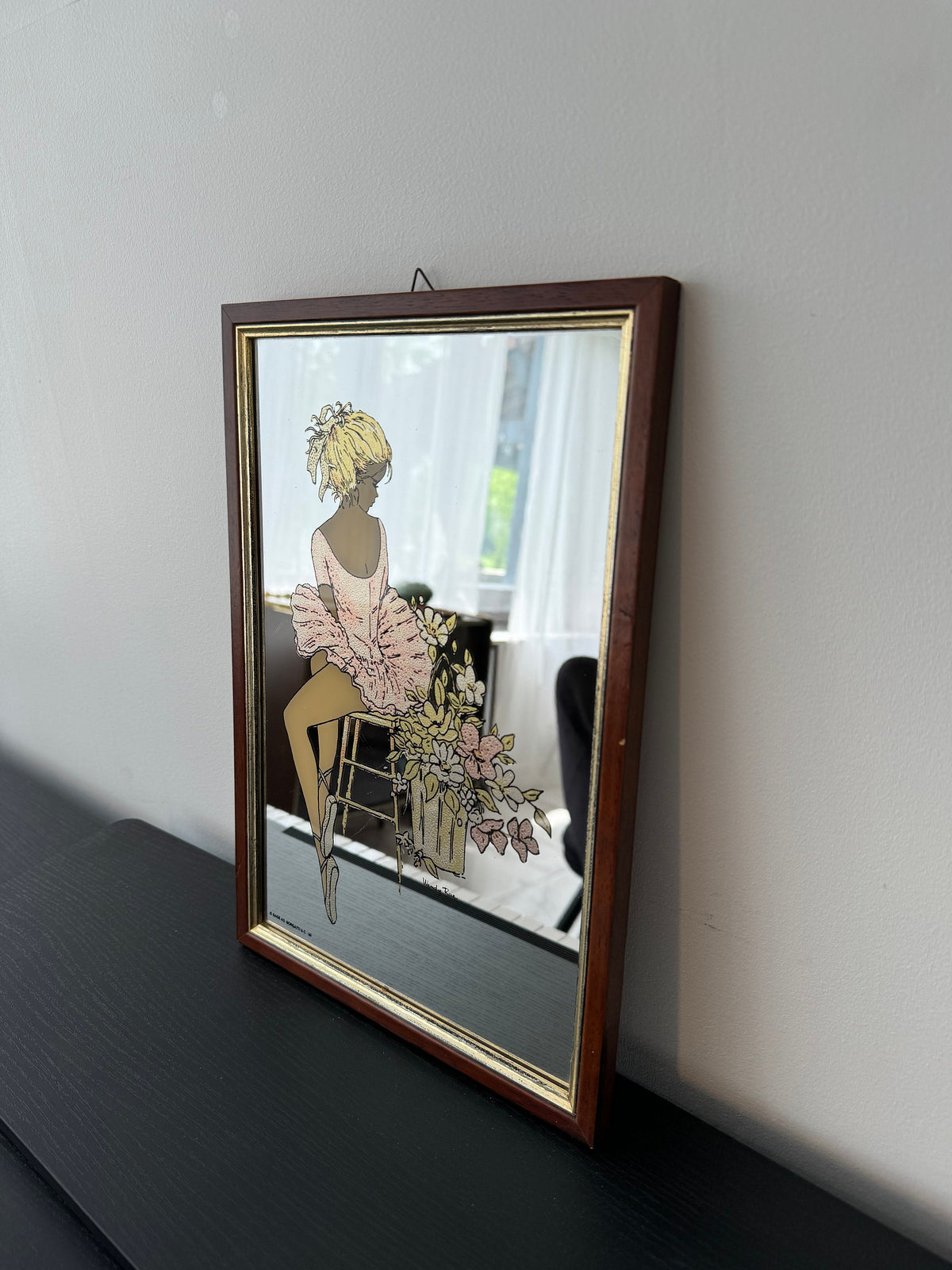 Miroir cadre sérigraphie vintage Wendy Rose
