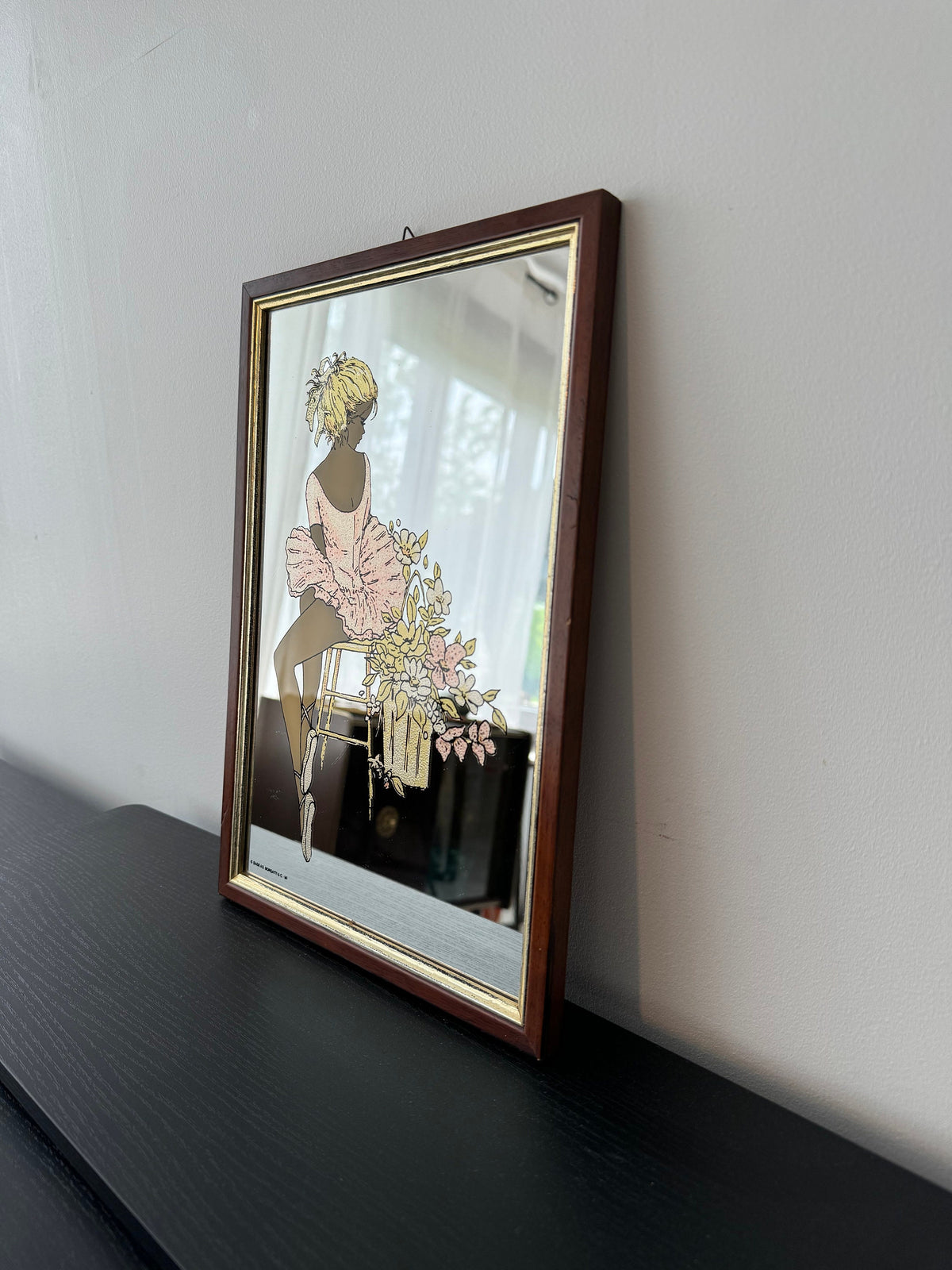 Miroir cadre sérigraphie vintage Wendy Rose
