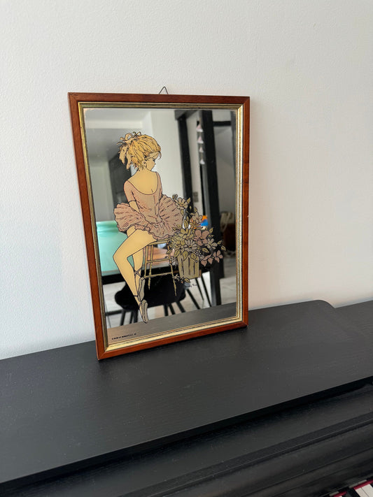 Miroir cadre sérigraphie vintage Wendy Rose