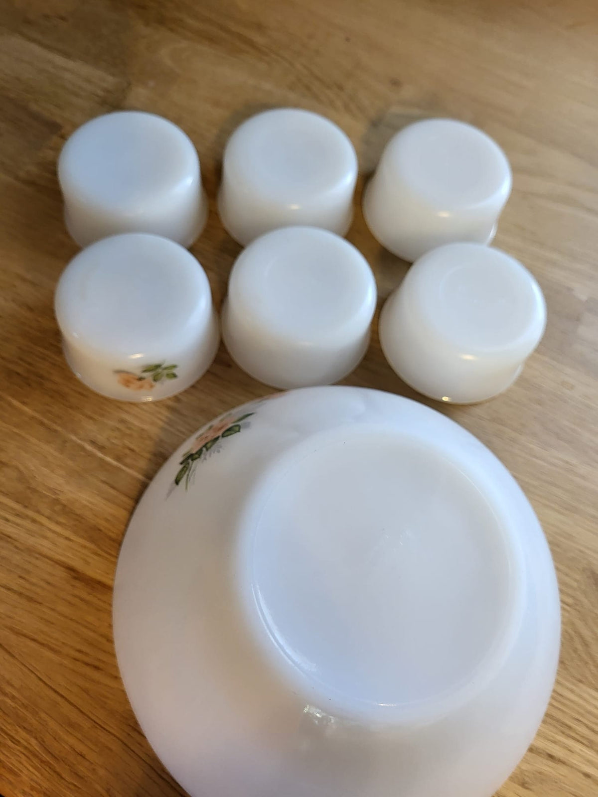 Saladier ramequins Arcopal blanc fleur rose