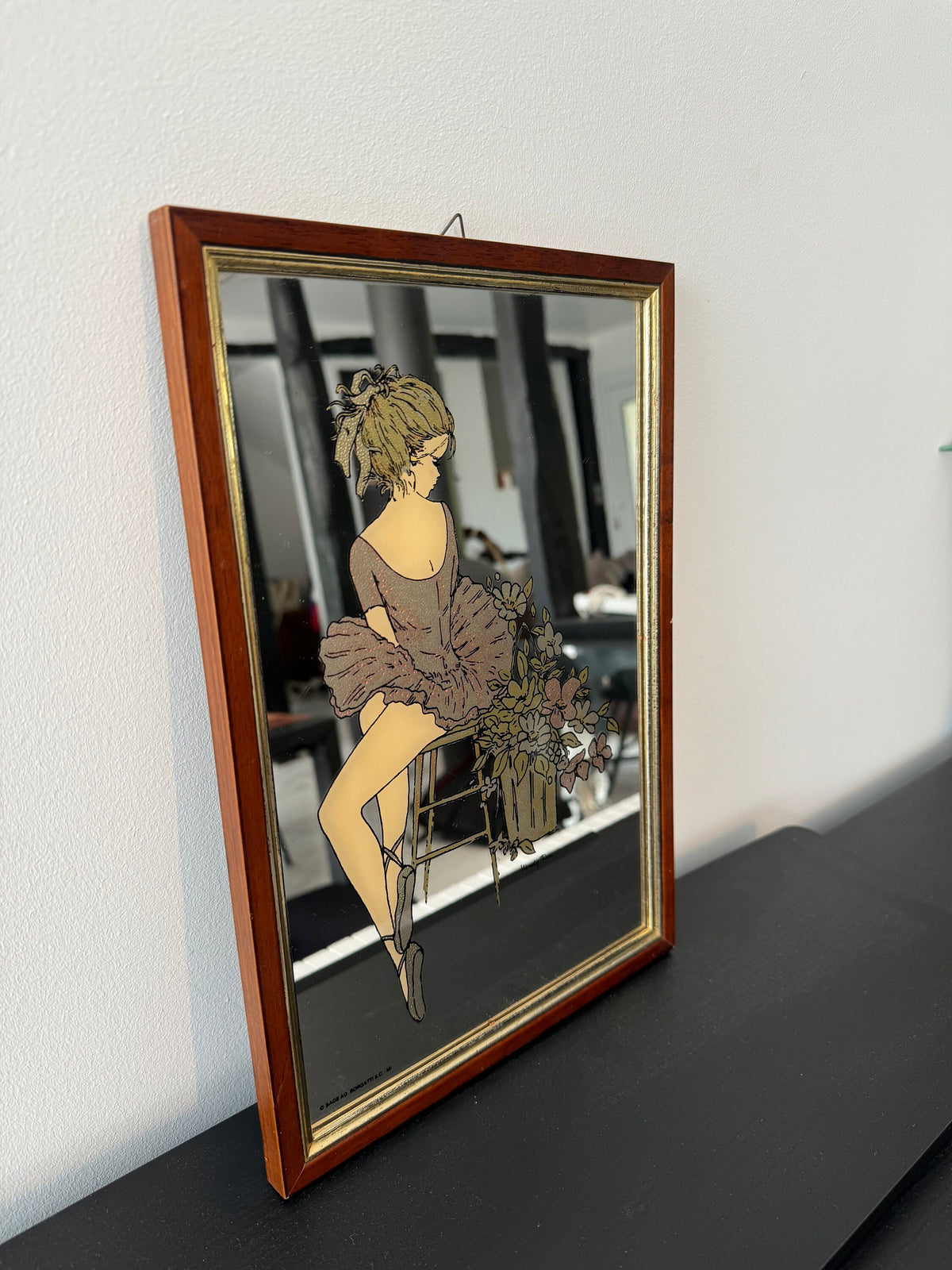 Miroir cadre sérigraphie vintage Wendy Rose