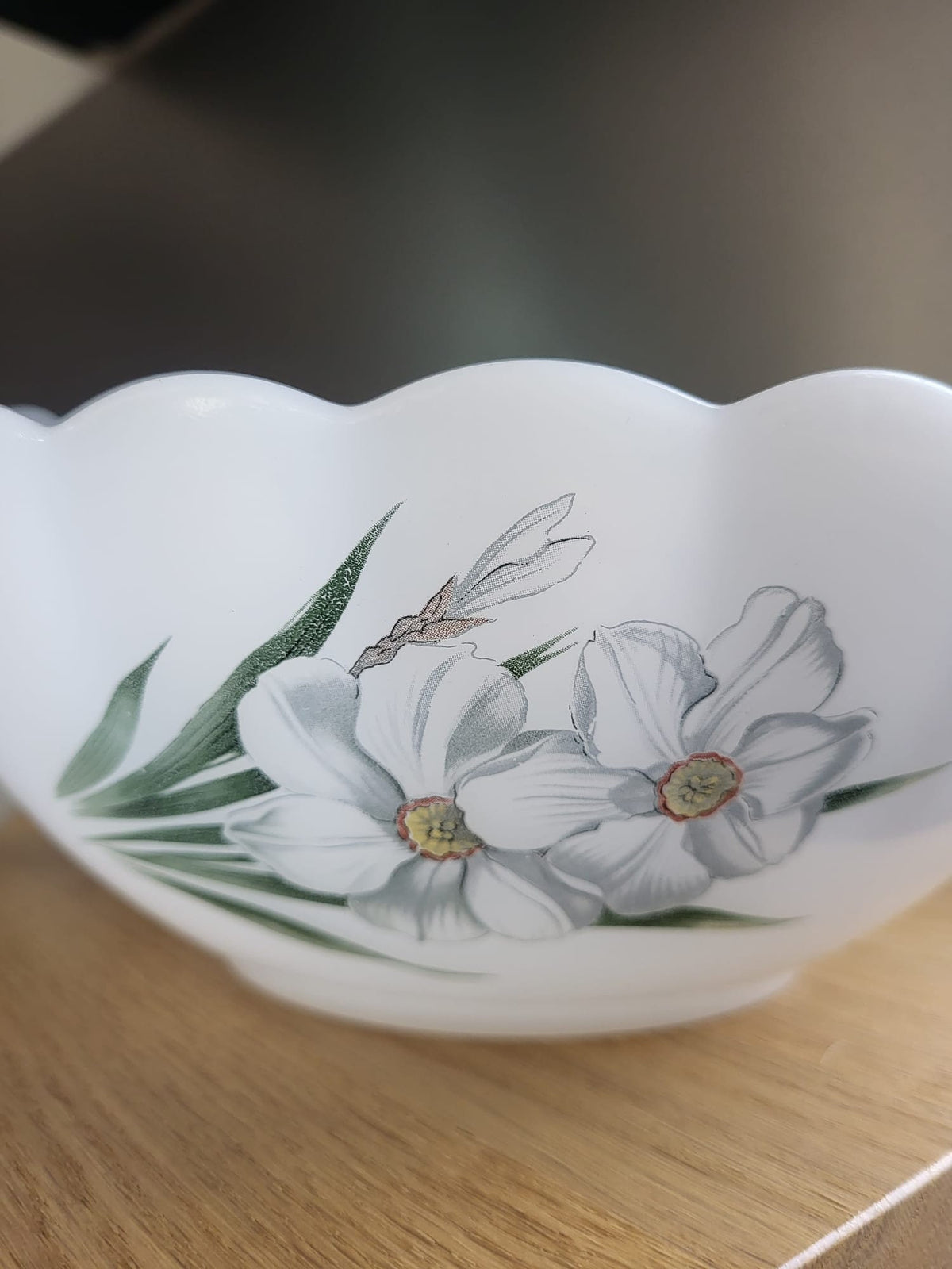 Saladier opaline fleur arcopal vintage