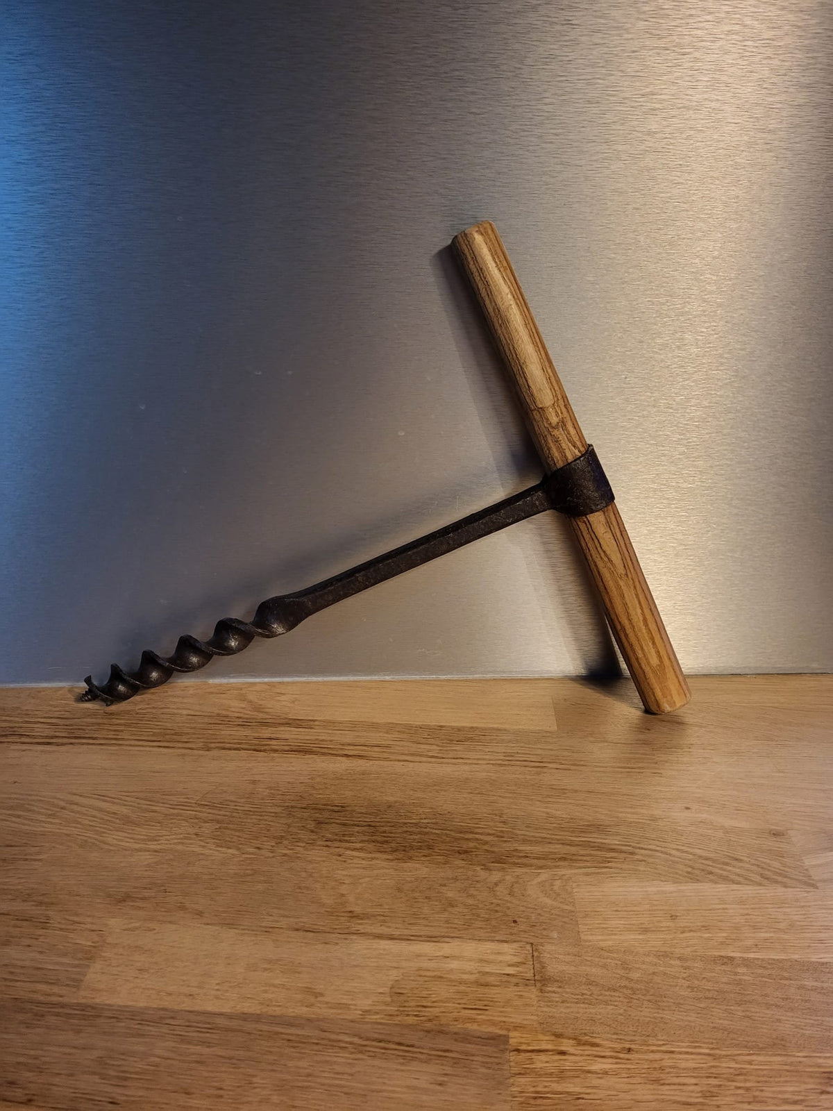 Tarière ancienne bois et métal outils ancien