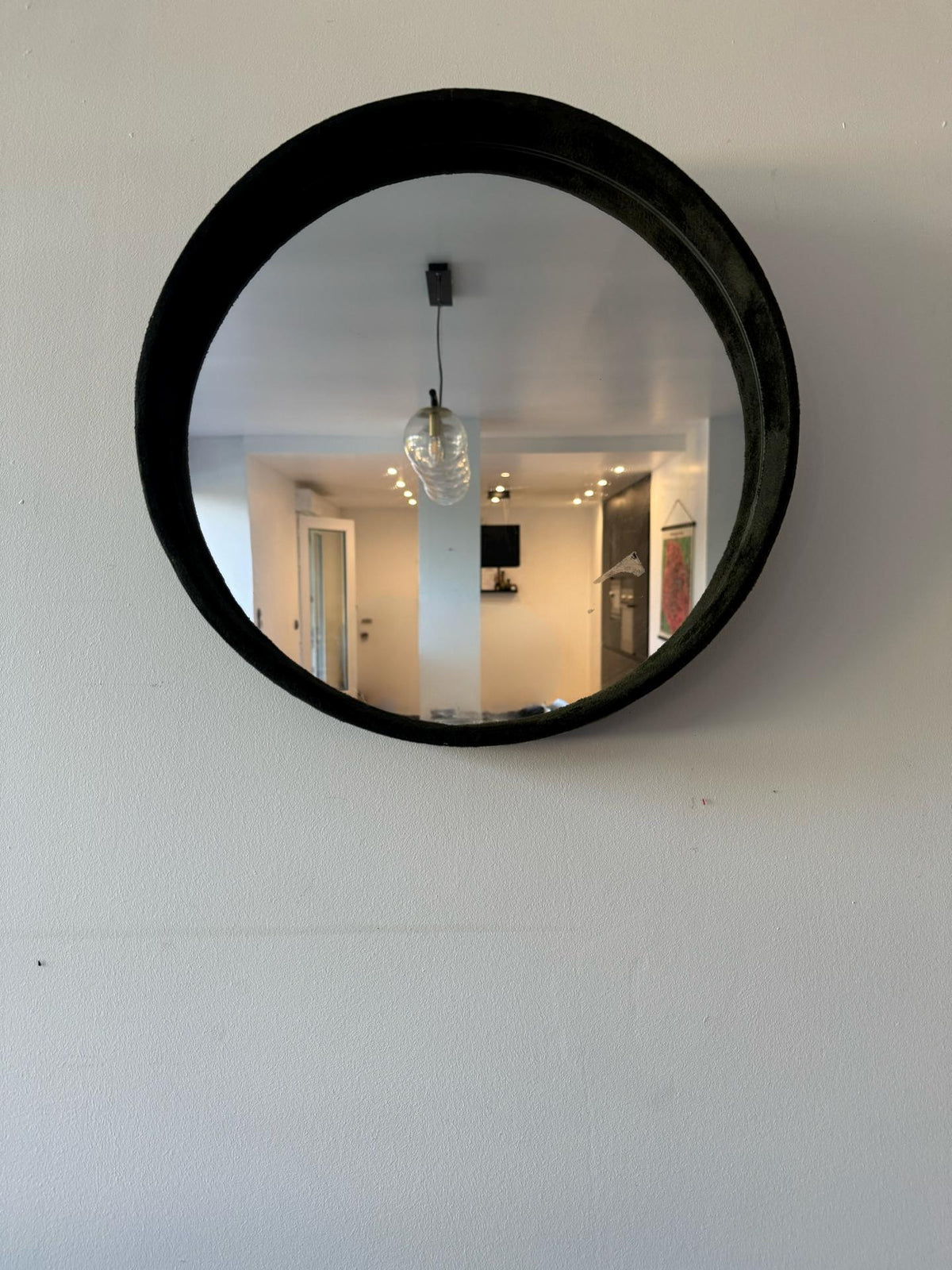 Miroir rond vintage tissu et métal