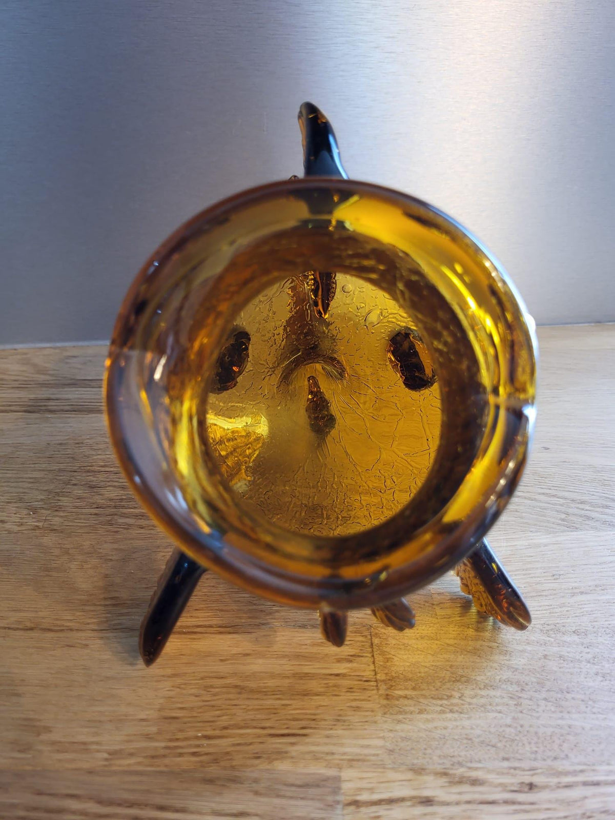 Poisson verre ambré craquelé