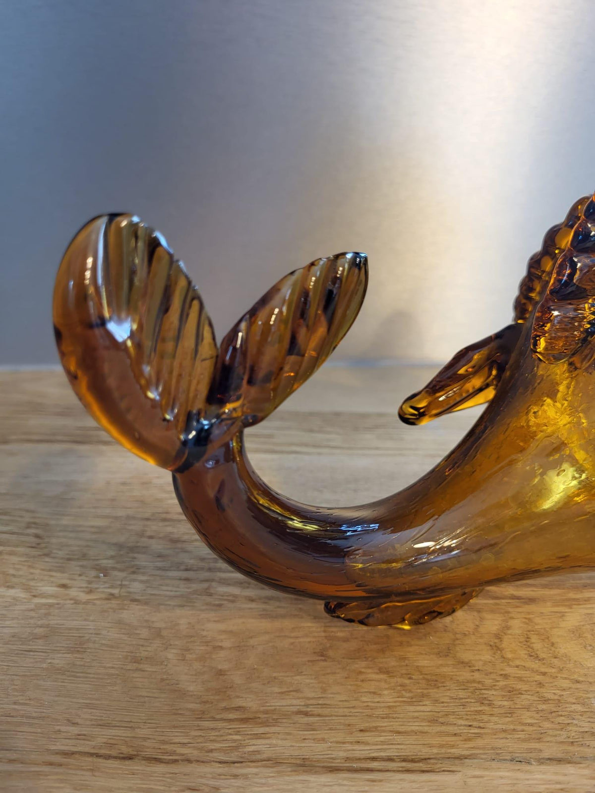 Poisson verre ambré craquelé