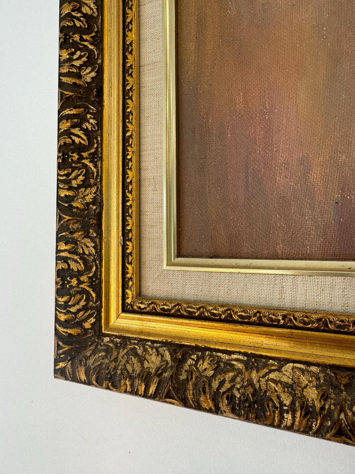 Tableau portrait peinture à l'huile cadre doré