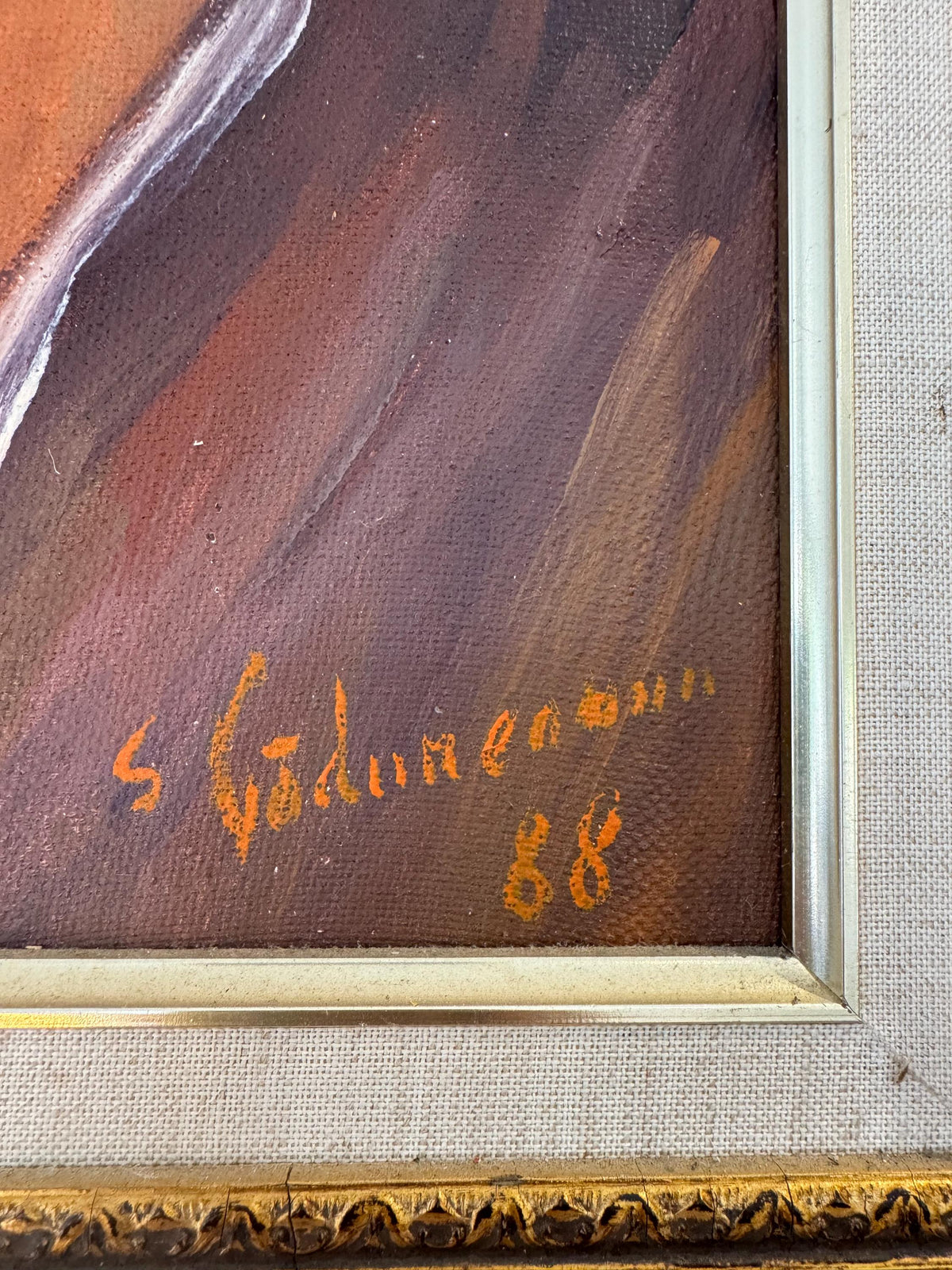 Tableau portrait peinture à l'huile cadre doré