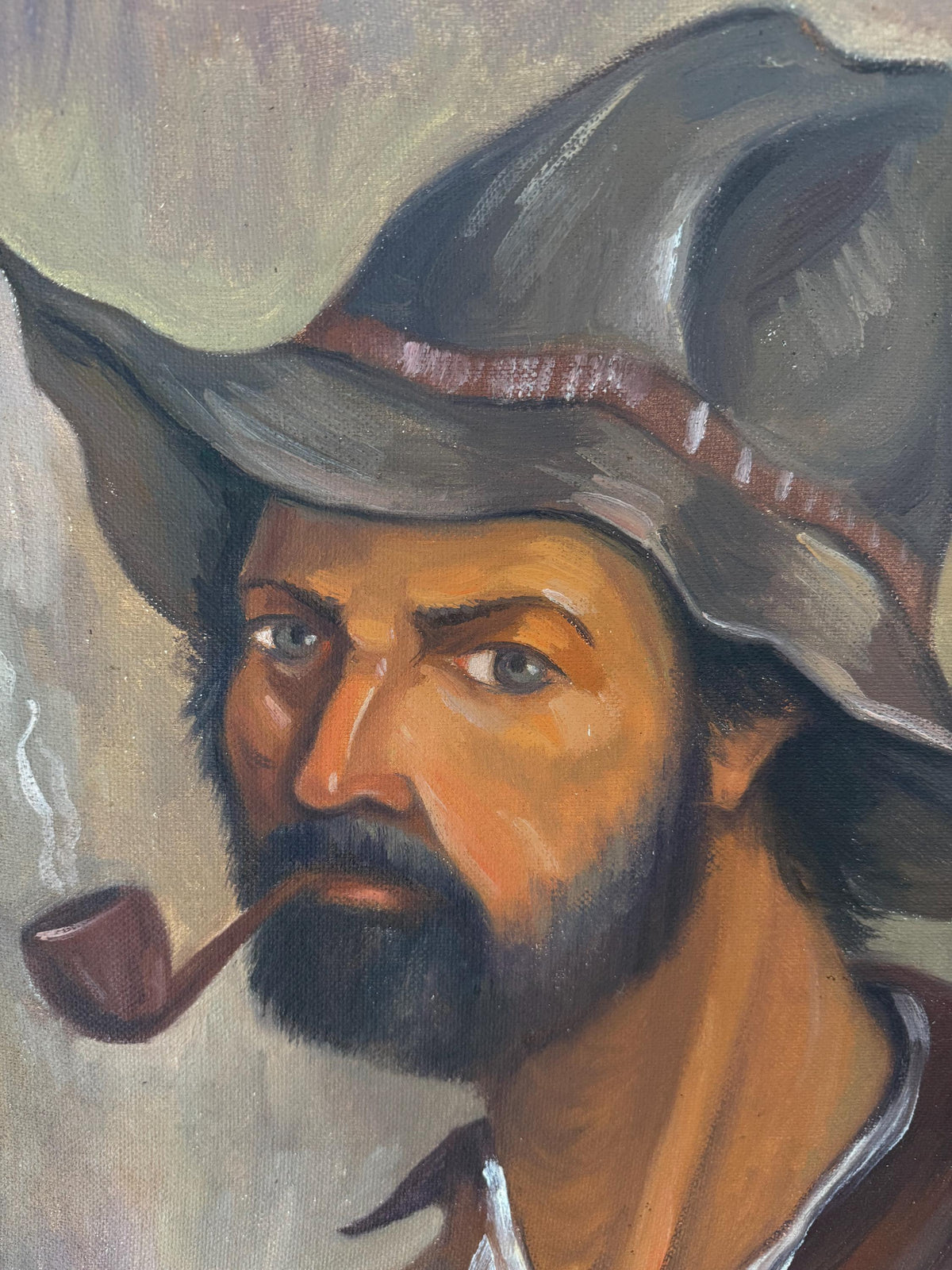 Tableau portrait peinture à l'huile cadre doré