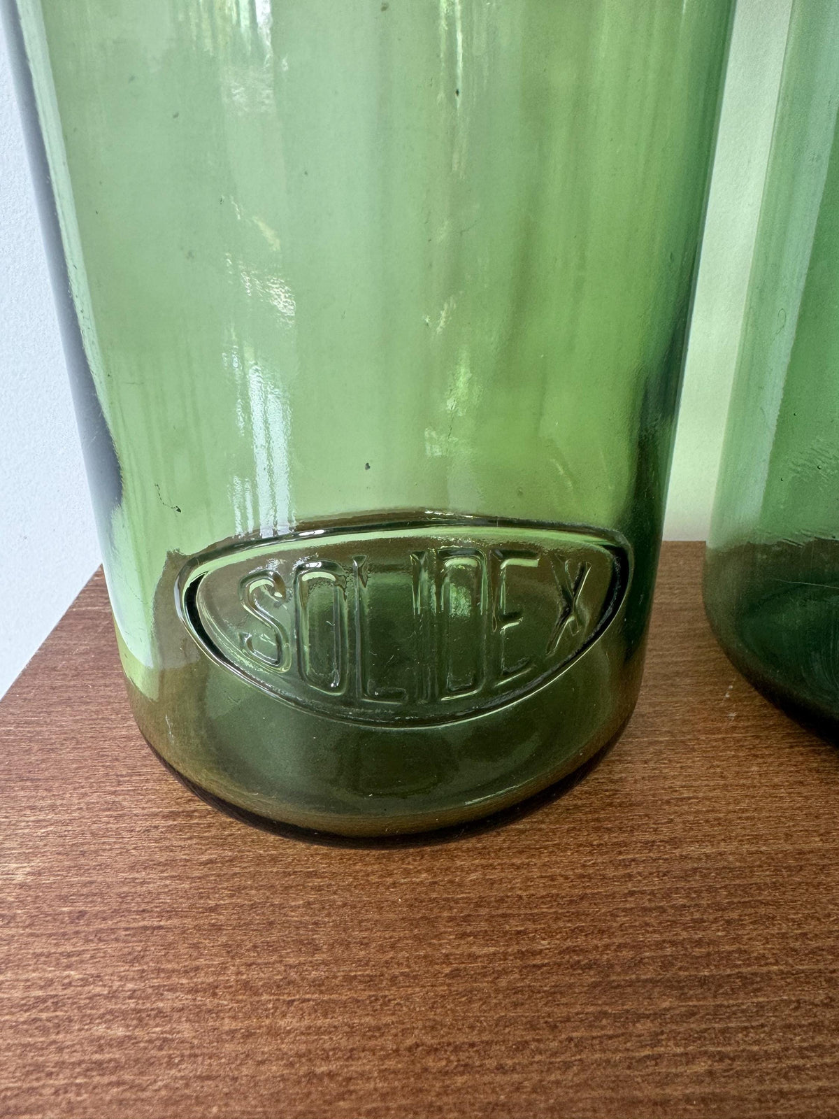 Bocaux anciens SOLIDEX verre vert