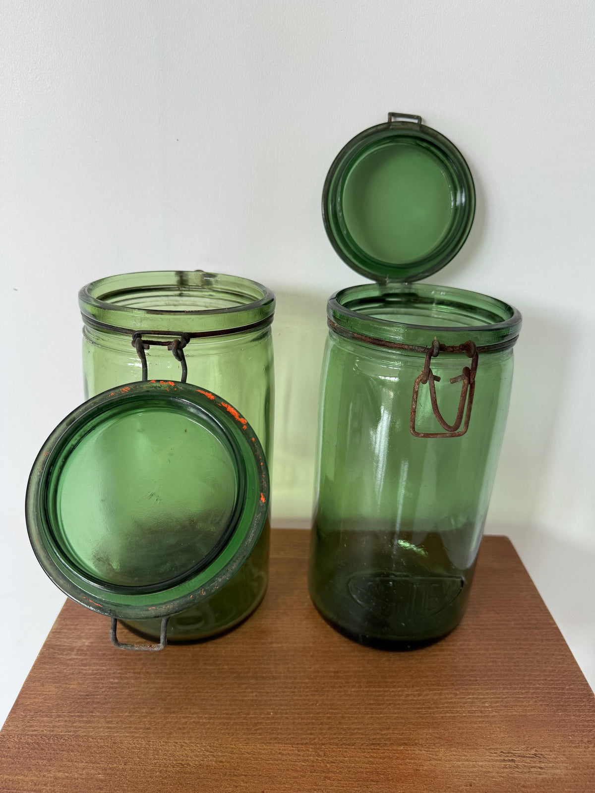 Bocaux anciens SOLIDEX verre vert