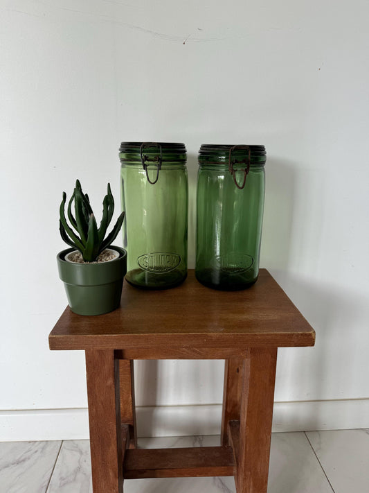 Bocaux anciens SOLIDEX verre vert