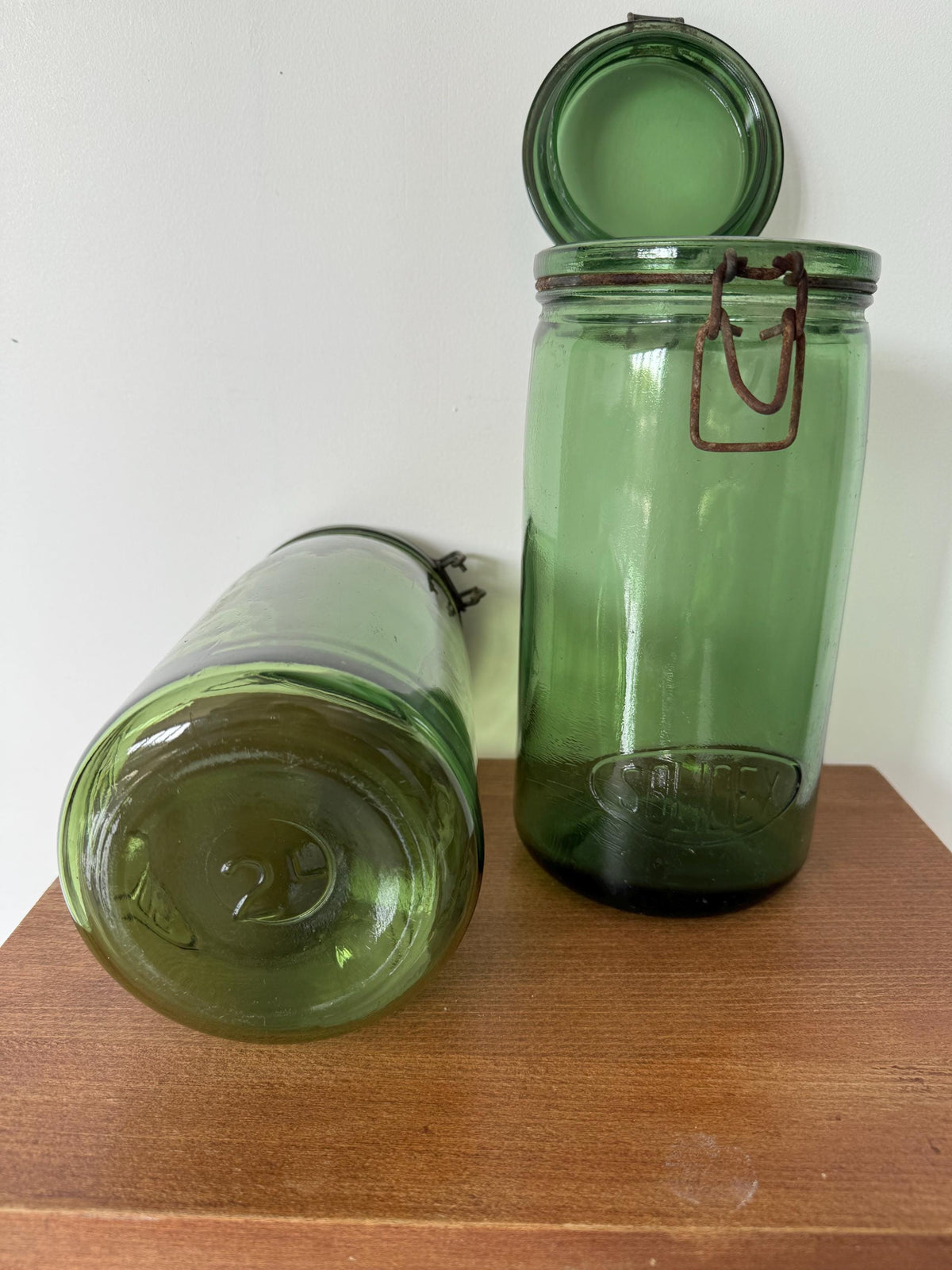 Bocaux anciens SOLIDEX verre vert