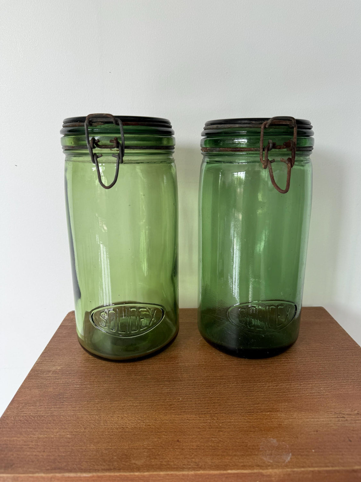 Bocaux anciens SOLIDEX verre vert