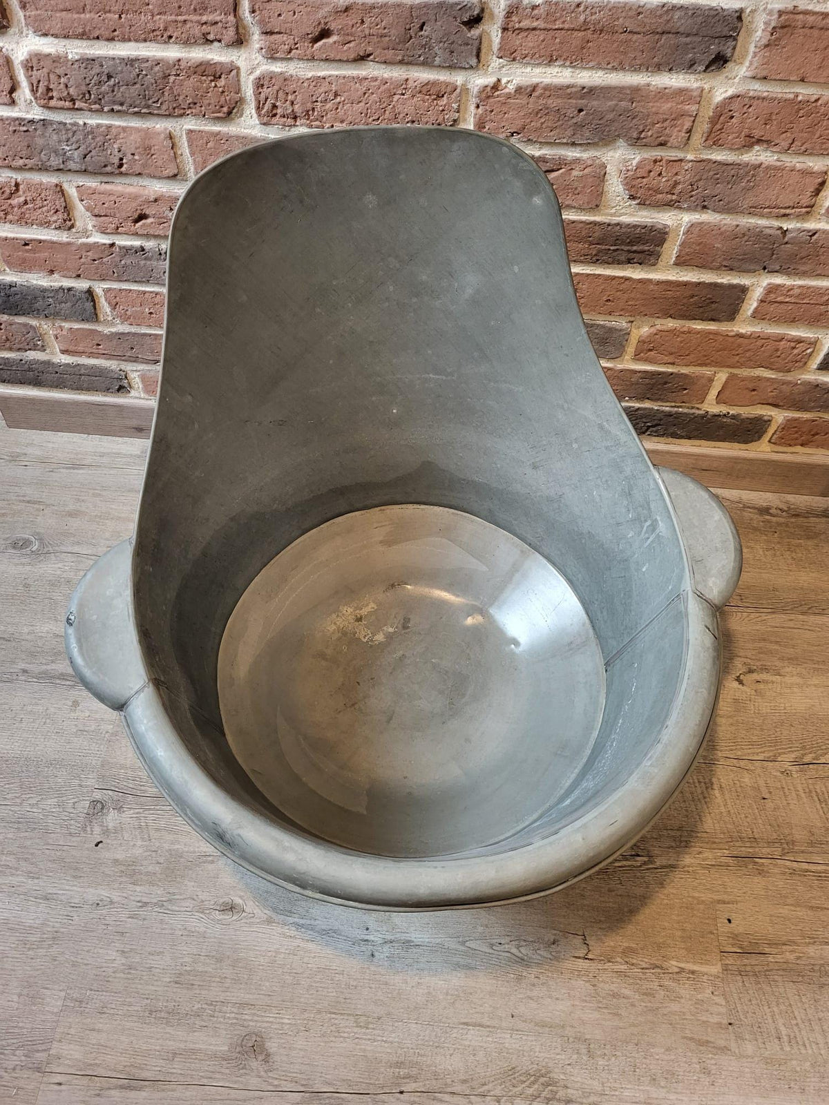 Baignoire enfant ancienne en métal galvanisé – Bassine vintage française – Déco campagne & salle de bain