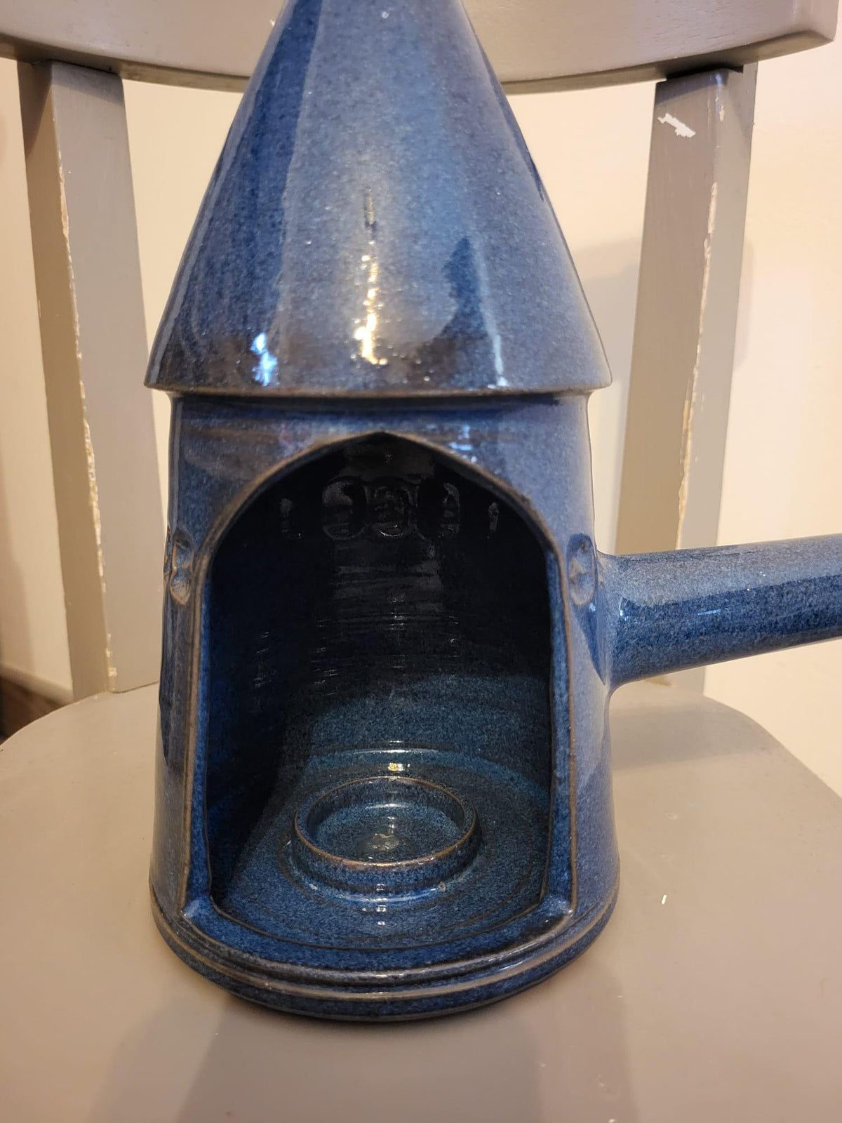 Bougeoir lanterne grès bleu