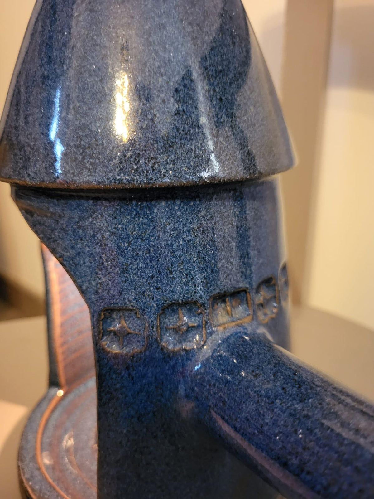 Bougeoir lanterne grès bleu