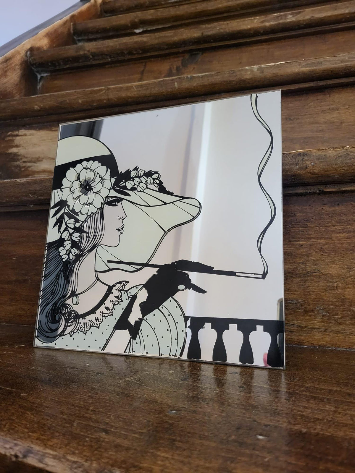 Miroir sérigraphié vintage