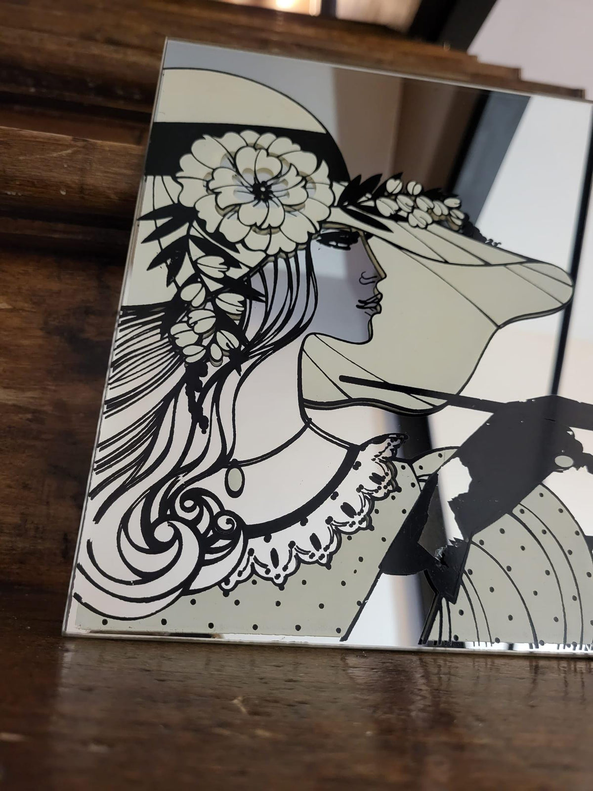 Miroir sérigraphié vintage