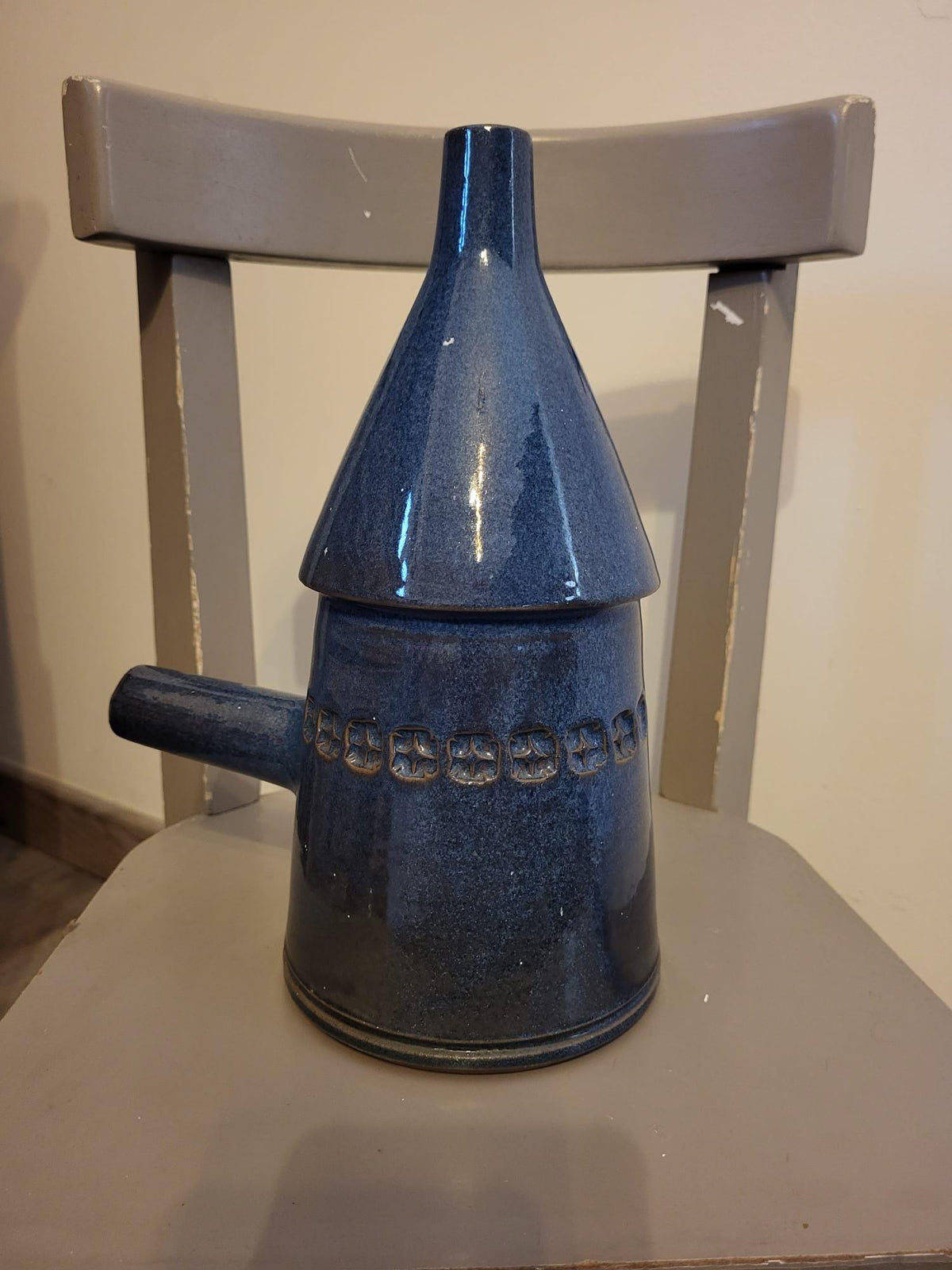 Bougeoir lanterne grès bleu