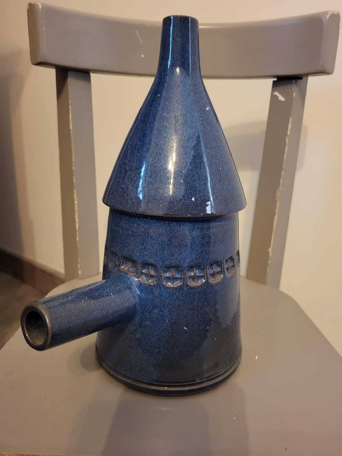 Bougeoir lanterne grès bleu