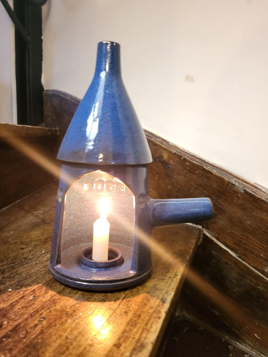 Bougeoir lanterne grès bleu