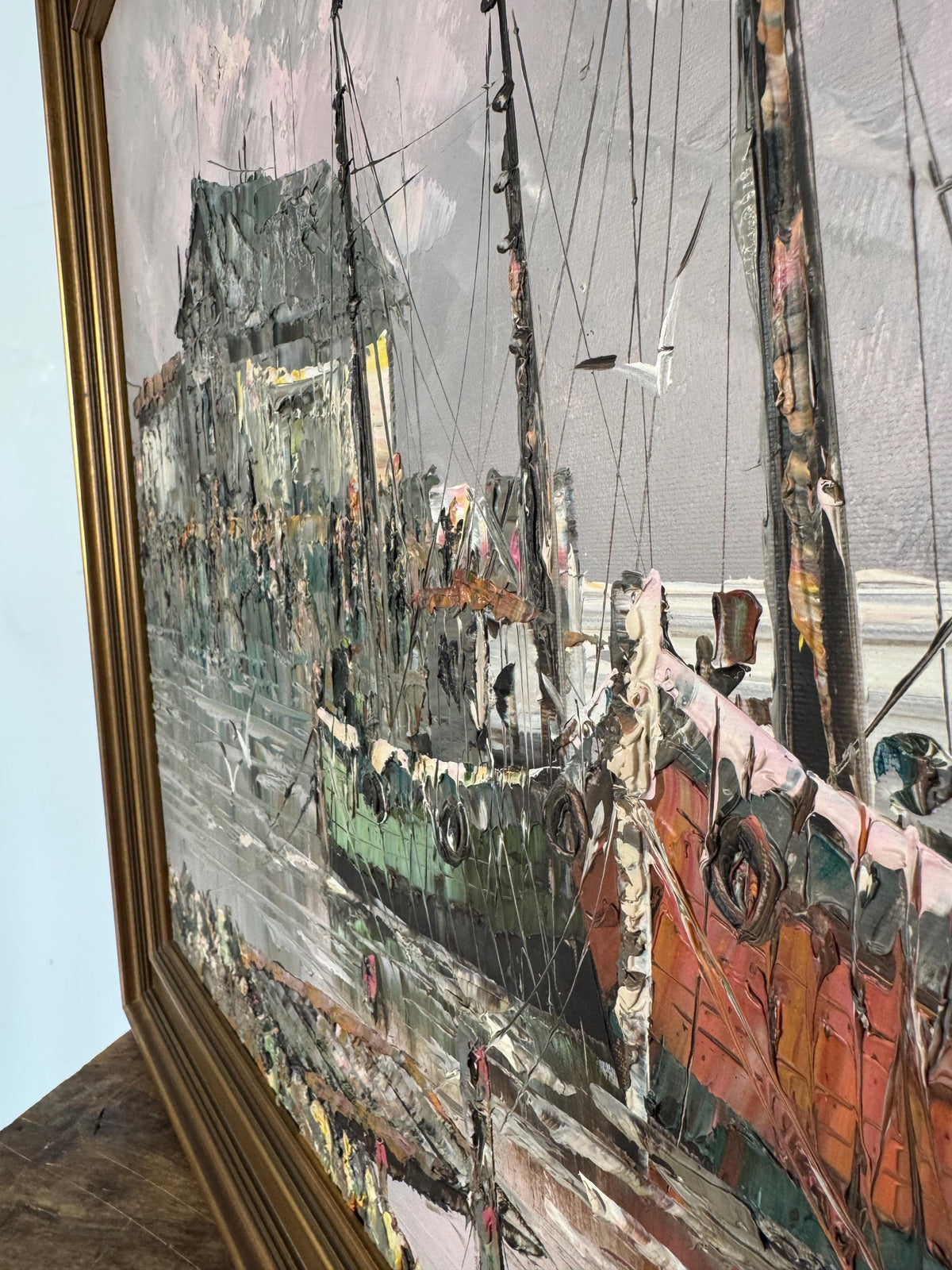 Tableau peinture bateau pêche