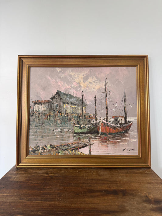 Tableau peinture bateau pêche
